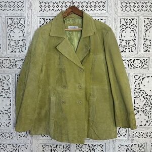 Jamie Nicole Collection Pistachio Green Suede Leather Button Up Blazer Jacket